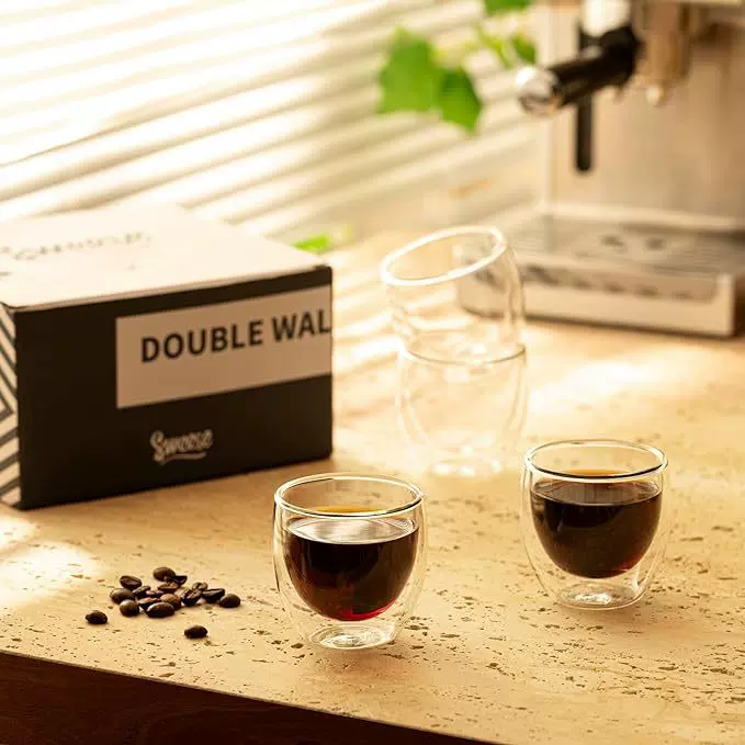 浓缩咖啡杯批发耐热玻璃双层杯加厚花茶杯跨境外贸水杯家用玻璃杯