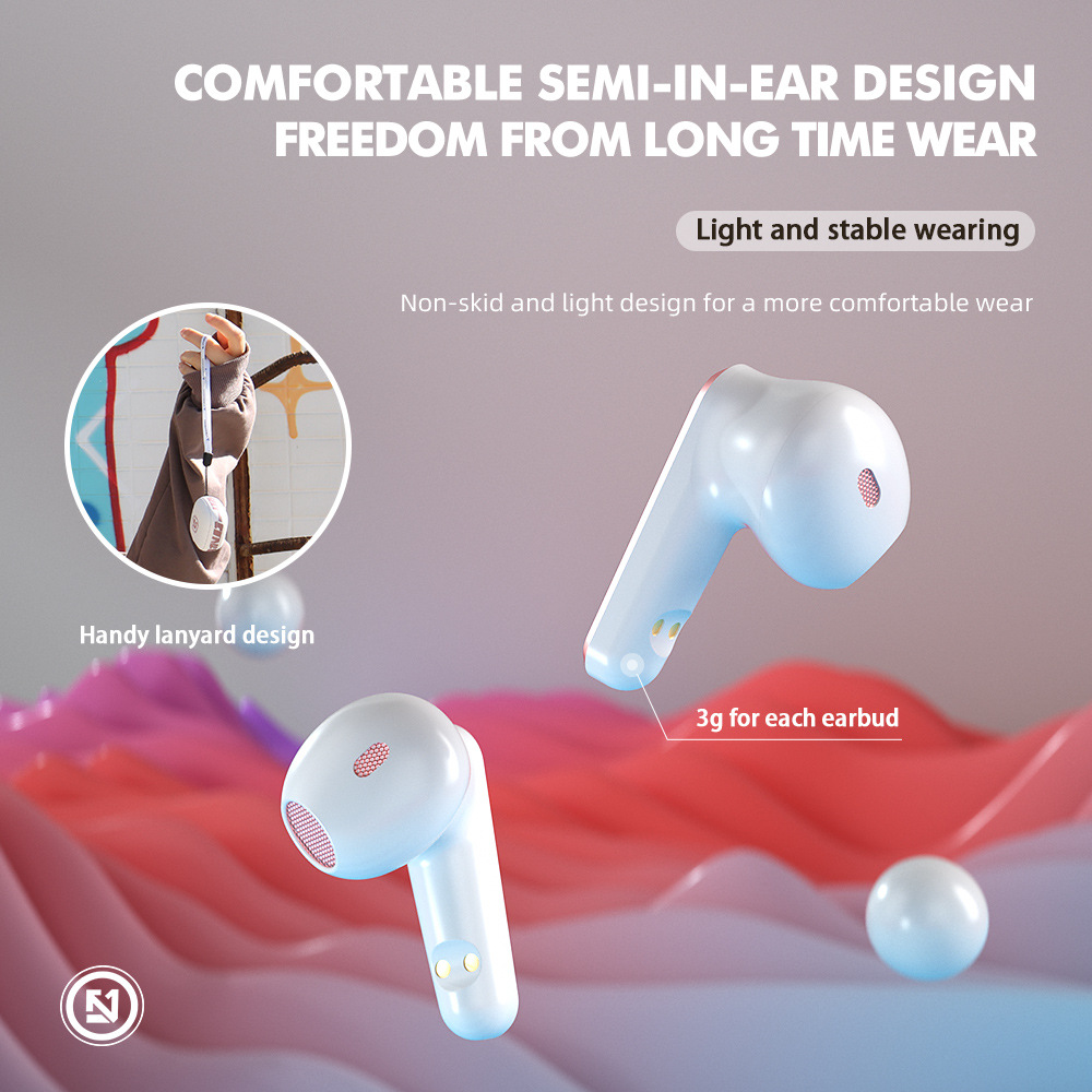 LULE新款蓝牙耳机无线电竞游戏ENC智能降噪半入耳式挂绳运动耳机