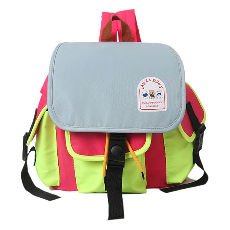 Kindergarten mochila para niños color de contraste de moda niños y niñas lona Mochila pequeña estilo coreano Internet excursión de celebridades mochila ligera