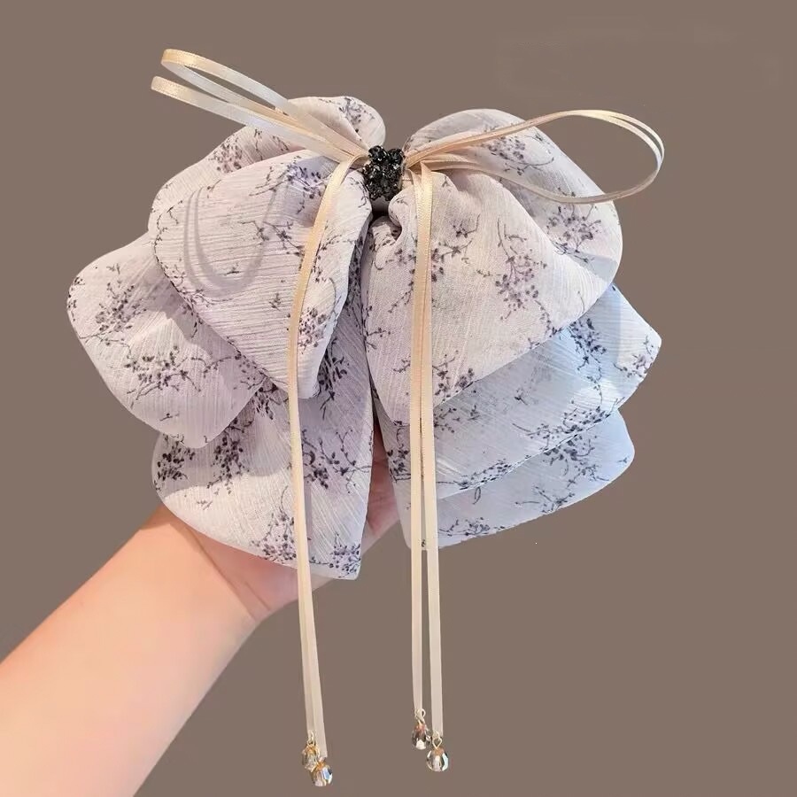 Satín de alta sensación, arco negro grande, clip de tiburón, toque de cabeza, clip de nube, clip de agarre, clip de cabello, tarjeta de cabello de mujer