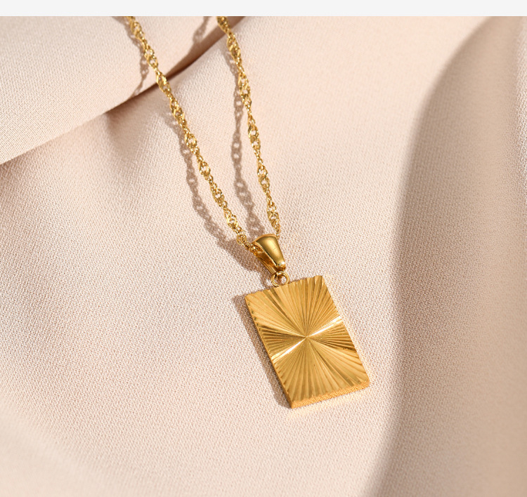 Fashion Square Titanium Steel Pendant Necklace Plating Stainless Steel Necklaces_colorza_2