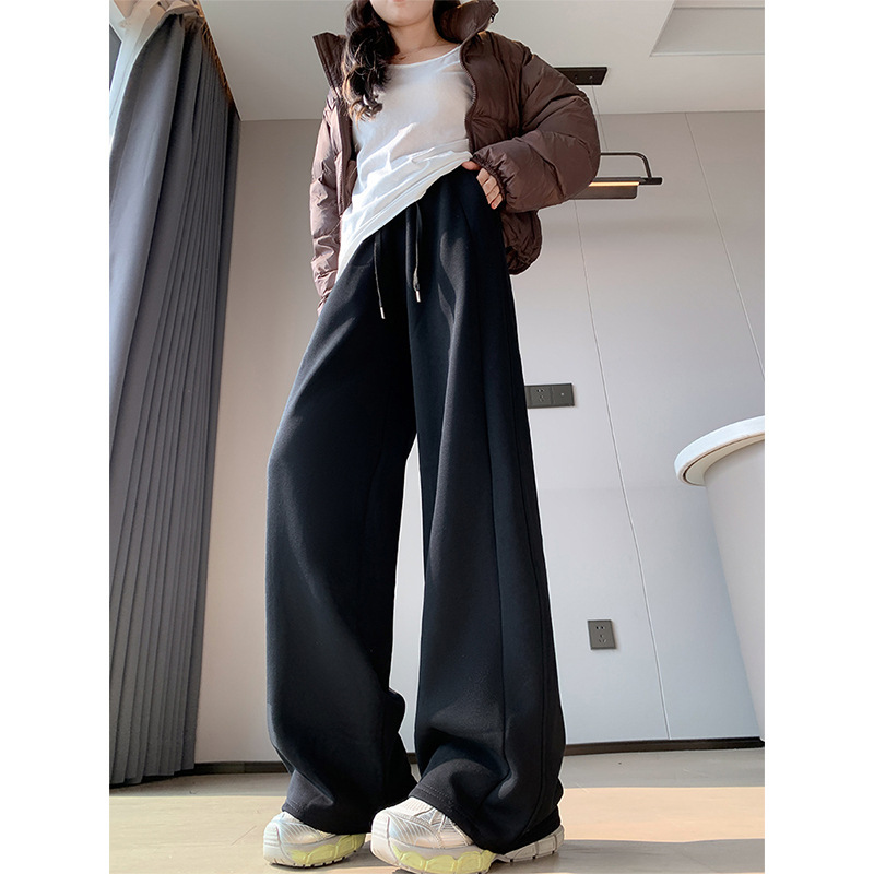 lulu同款白灰色运动裤女2025春夏窄版阔腿裤显瘦休闲宽松卫裤|undefined