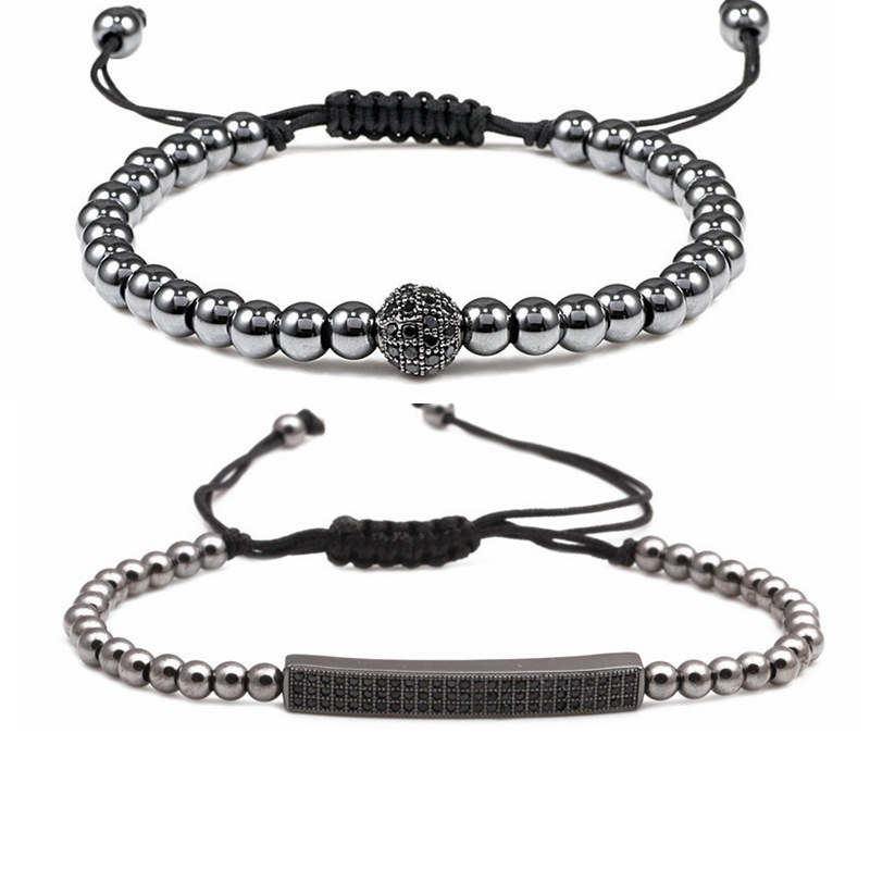 Joyería transfronteriza de comercio exterior europeo y americano con incrustaciones de cuentas de piedra pulsera Push-Pull cuentas de cobre ajustables pulsera tejida con cuentas