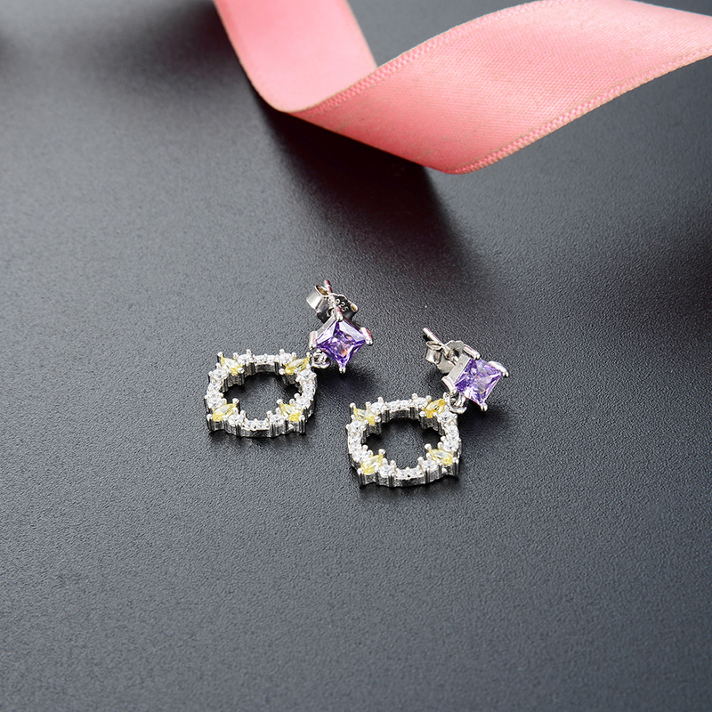 Corea del Sur ins Chanel estilo círculo pendientes diamante pendientes s925 plata esterlina simple circón pendientes para las mujeres al por mayor