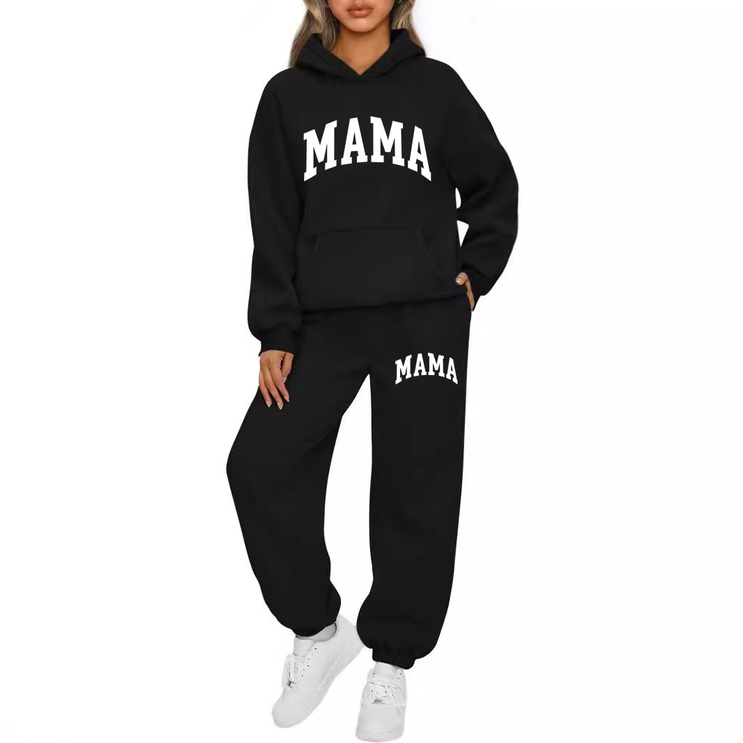 2025 Amazon Autumn and Winter Women's Two-Piece Casual Hoodie Loose Casual Trousers Sportswear Suit Ready in Stock