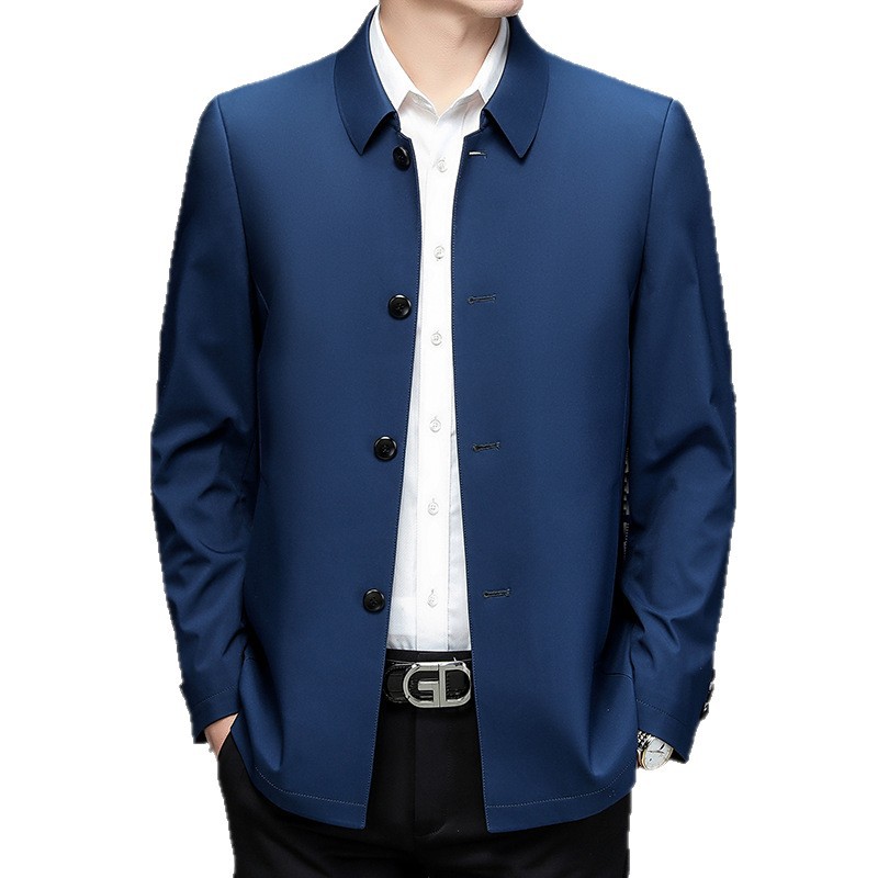 Primavera y otoño chaqueta de hombre con sola solapa de otoño hebilla media y larga chaqueta de hombre casual guapo chaqueta de hombre británico