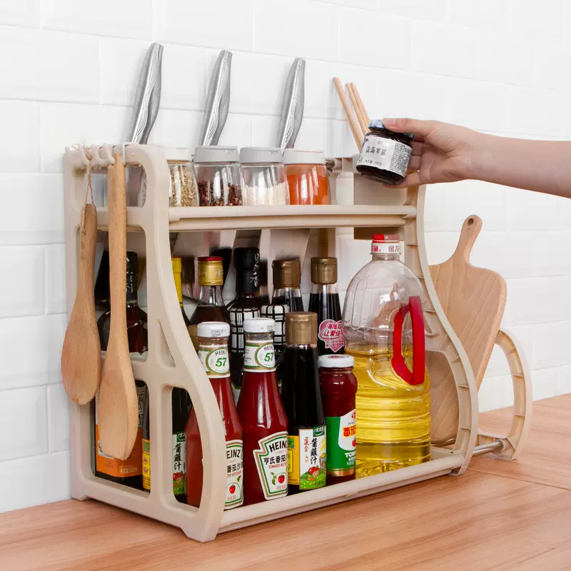 调味料架厨房置物架免打孔调料架收纳架筷子刀具塑料用品家用大全