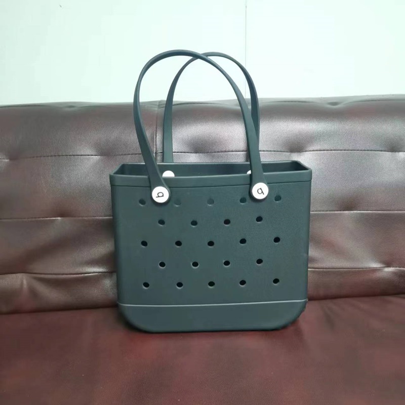 En stock EVA bolsa de playa moda al aire libre impresión agujero bolso de almacenamiento bolsa grande de las mujeres cesta Satchel