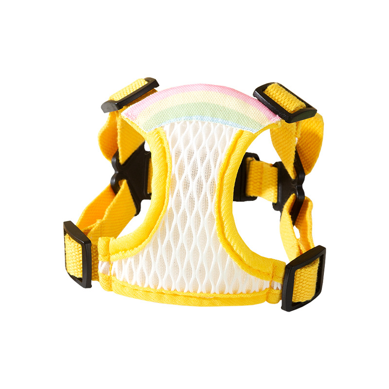 El perro sale con rejilla transpirable, correa para el pecho, correa para el arco iris, perro pequeño y mediano, peluche, gato, mascota, cuerda para pasear al perro