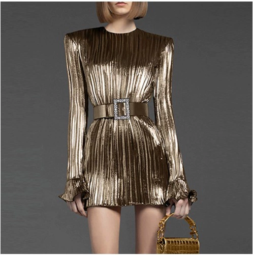 Европейское и американское вечернее платье для торжественных мероприятий, с круглым вырезом, плиссированное, с завышенной талией из полиэстера, элегантное однотонное платье.