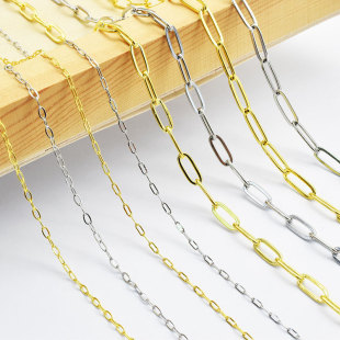 Multi-Size 304 Stainless Steel Long Flat Cross Chain DIY Jewelry Accessories Necklace Clothing Manicure Side Chain Wholesale