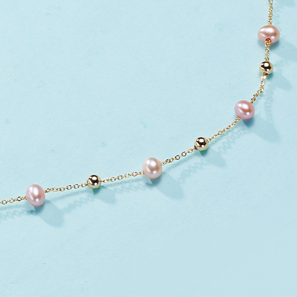 Copper Alloy Chain Material Freshwater Pearl Copper Alloy Geometric Necklace