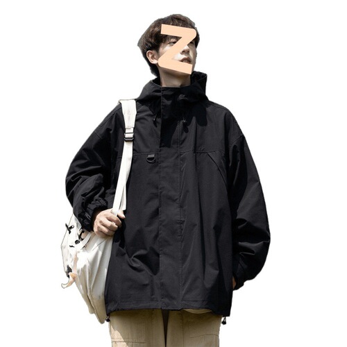 Men's jacket 2025 spring and autumn new windproof warm casual casual versatile hooded loose jacket large size top