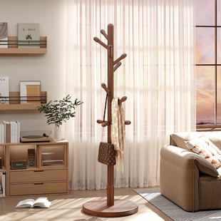 Solid Wood Clothes Hanger Floor-Standing Coat Rack Bedroom Home Storage Rack Vertical Room Clothes Hanging Rod Indoor Clothes Rack