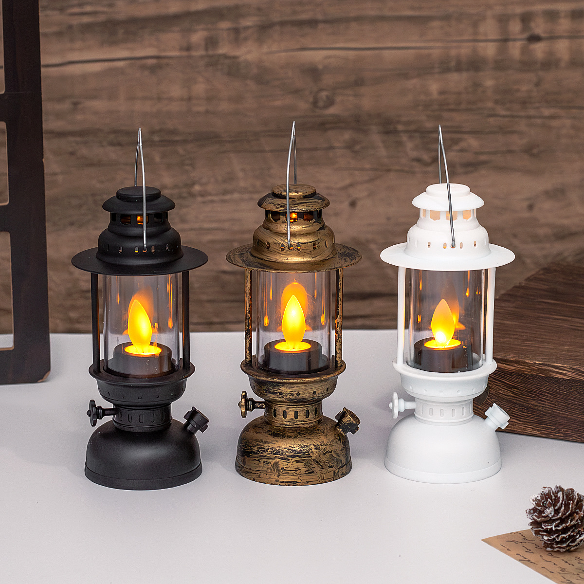 Vintage lámpara de queroseno vela electrónica luz de noche ambiente navideño vela led decoración decoración de mesa