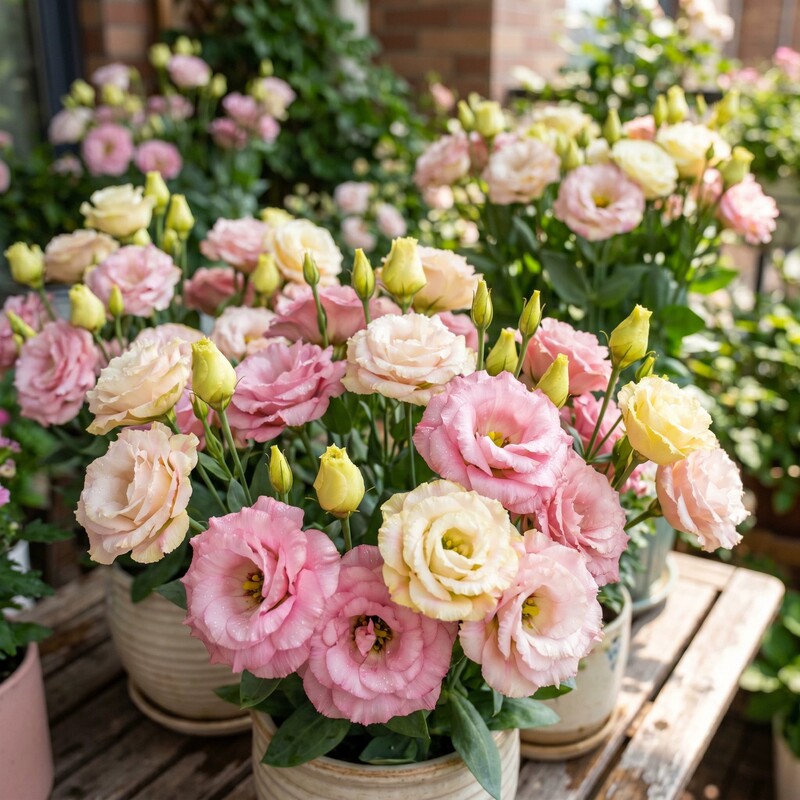 Eustoma Flower Seedlings Potted with Flower Buds, Thornless Eustoma Roses, Easy-To-Grow Perennial Flowering Plants, Double-Flowered Large Seedlings Eustoma Flower Seedlings Potted with Flower Buds, Thornless Eustoma Roses, Easy-To-Grow Perennial Flowering Plants, Double-Flowered Large Seedlings