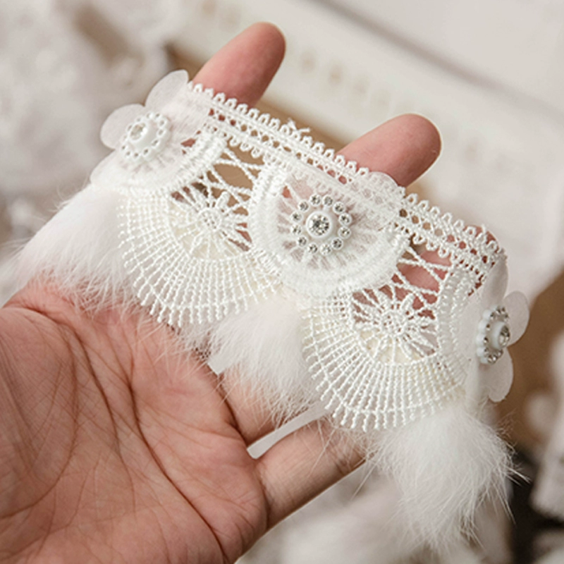 Белые кружевные аксессуары, сетка, ручная работа, манжеты, воротник, юбка, подол, детская одежда, декоративная ткань для одежды