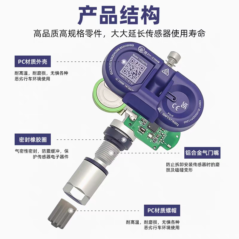 Car tire pressure sensor TPMS is suitable for Tesla Model 3/Y/X/S, with built-in Bluetooth and original factory quality