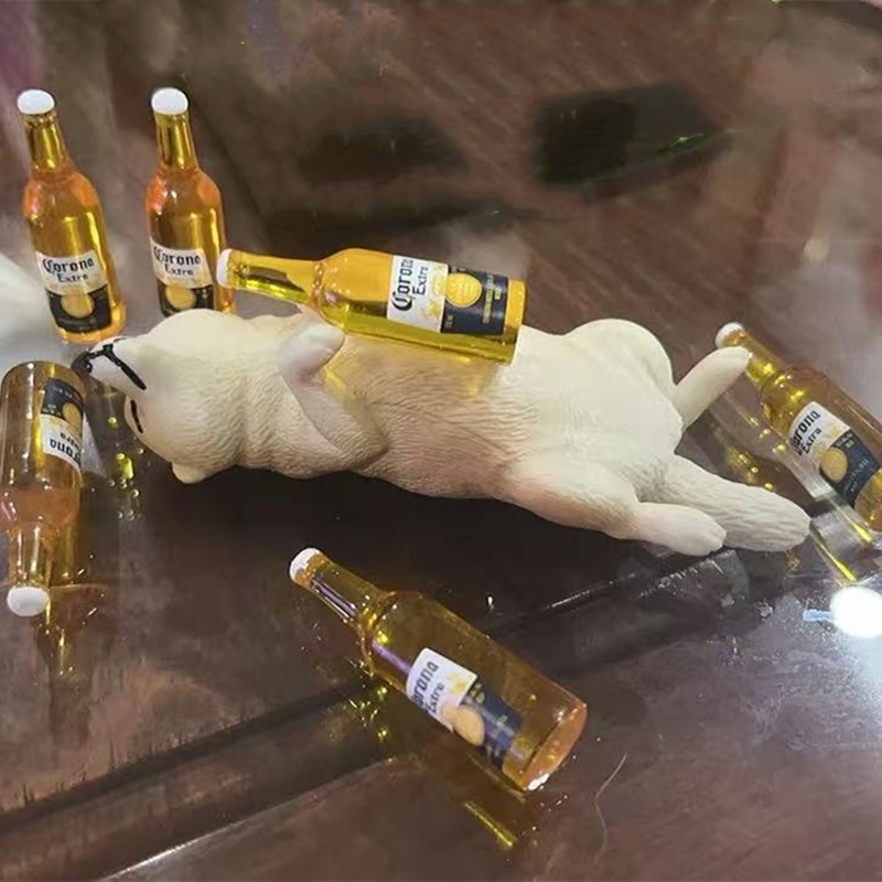 Car Interior Decoration: Personalized, Cute, and Therapeutic Realistic Drunk Shiba Inu Puppy Figurine for Car Dashboard, Popular Decoration