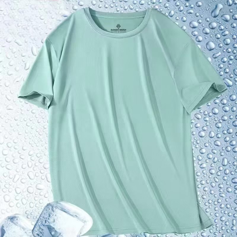 2025 スポーツ Tシャツメンズ半袖 Tシャツアイスシルク吸汗発散性シャツメンズ夏の新しい快適なフィットネスメッシュ速乾性|undefined