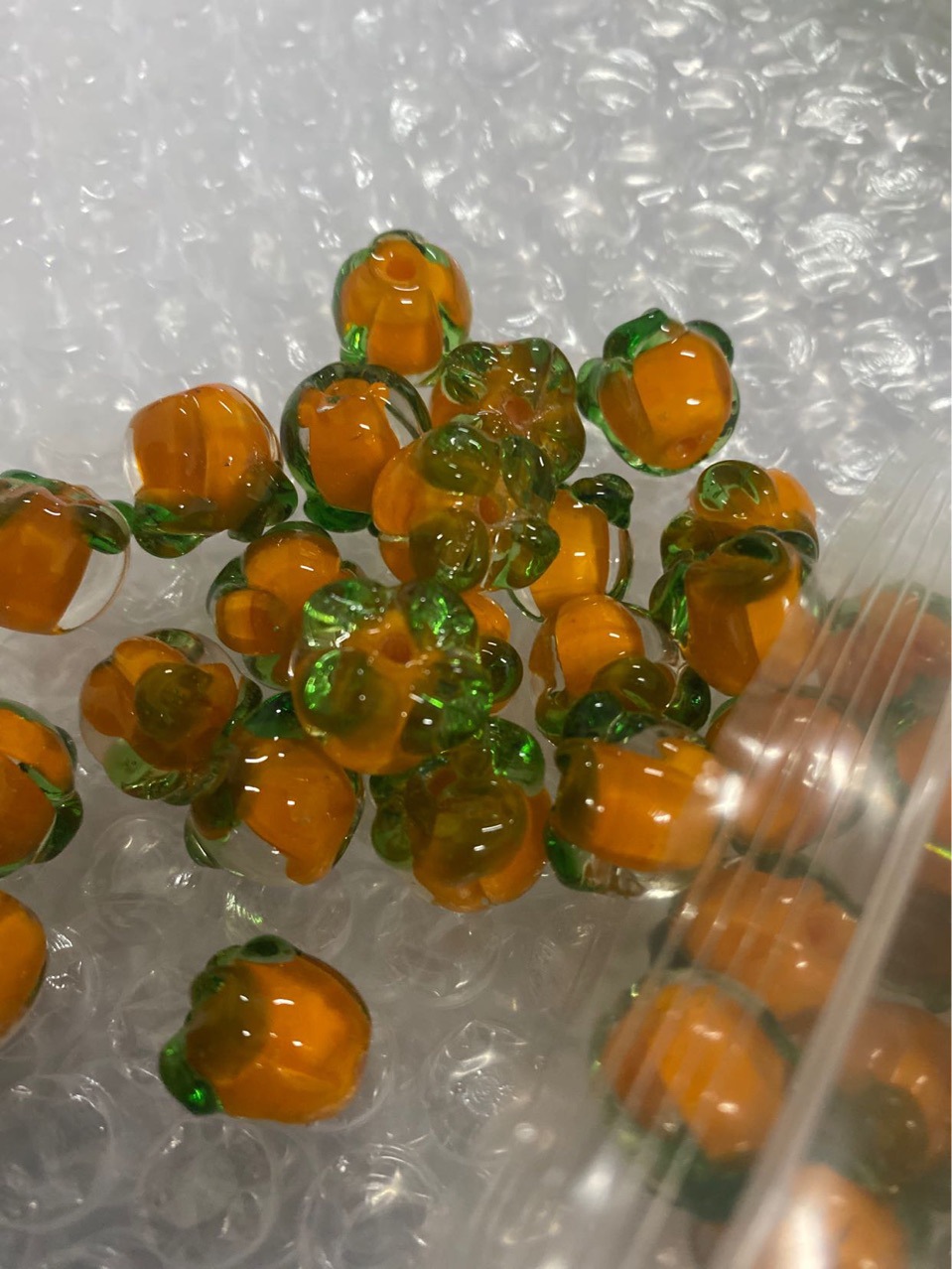 厂家批发穿孔小柿子手链挂件配件diy饰品琉璃配件可定制