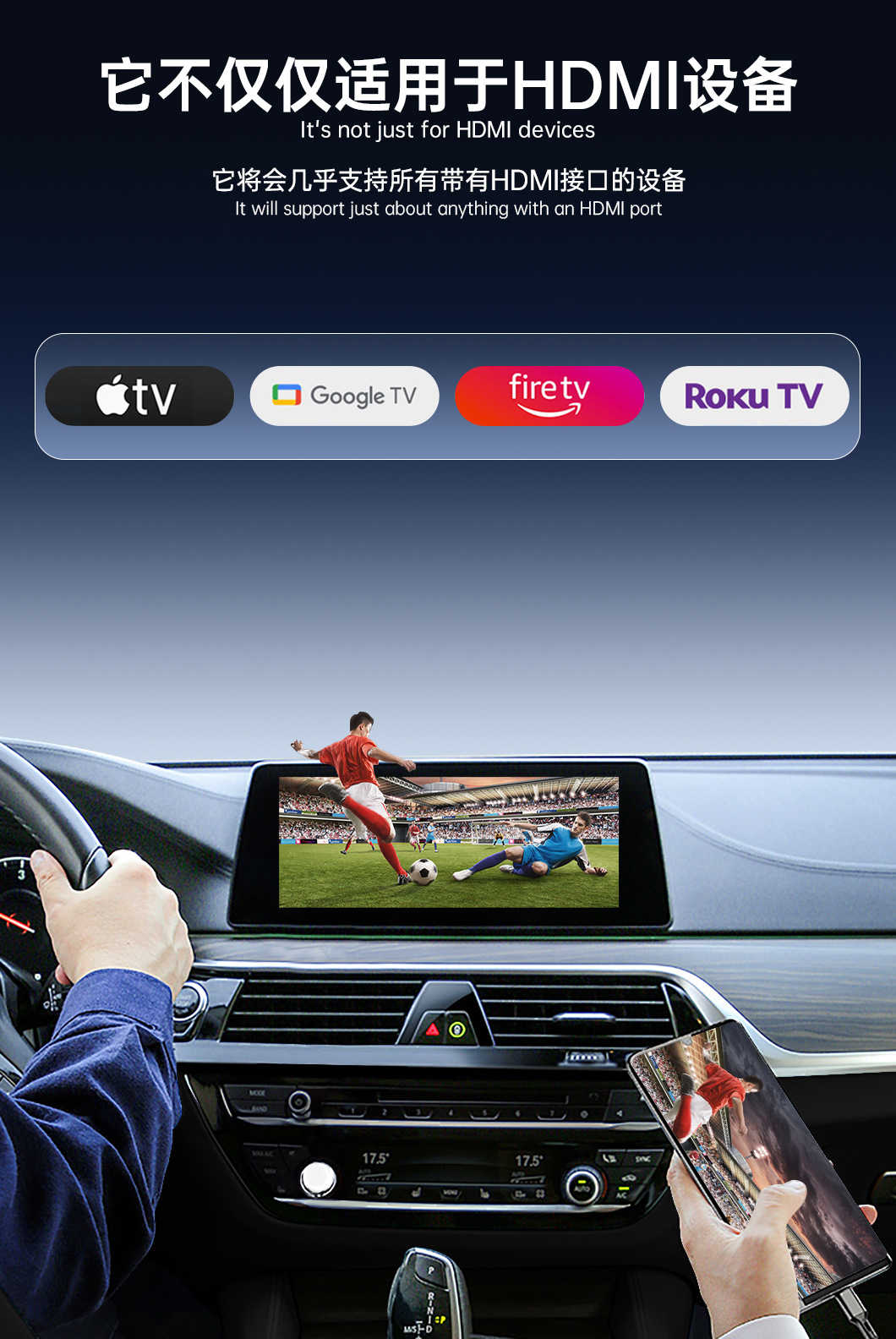Cross-Border Carplay Screen Projector Car Tv Box Carplay/Android Auto to HDMI Video Box