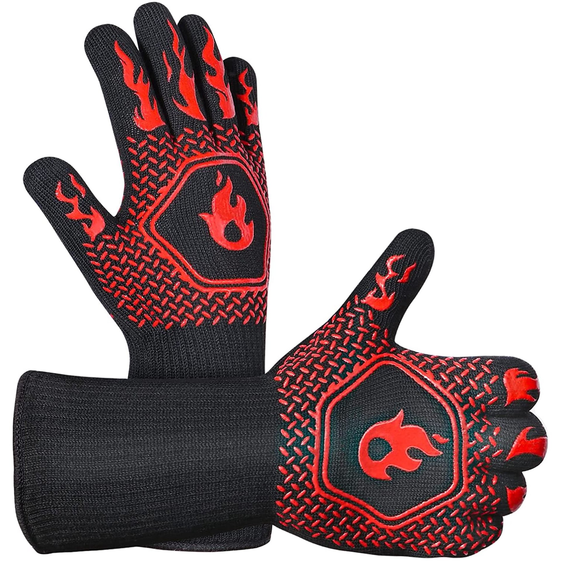 Amazon en stock barbacoa guantes llama barbacoa guantes silicona antideslizante horno resistente al calor 500-800 grados guantes image 8