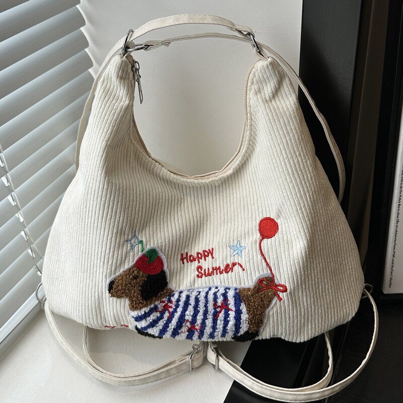 Large Capacity Student Party Embroidered Dachshund Dog Cute Blue One Pack Multi-back Backpack Designer Canvas Tote Bag