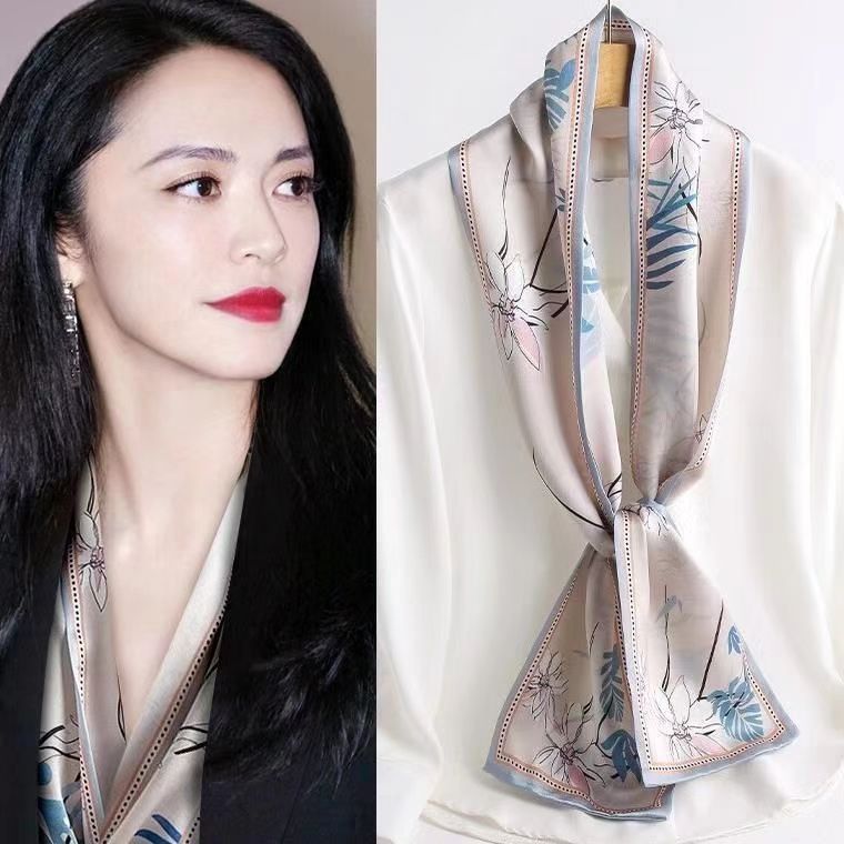 春と秋の絹織物のリボンの長いスカーフの長いマフラーの女性のスカーフの贈り物はすぐに卸売りします。