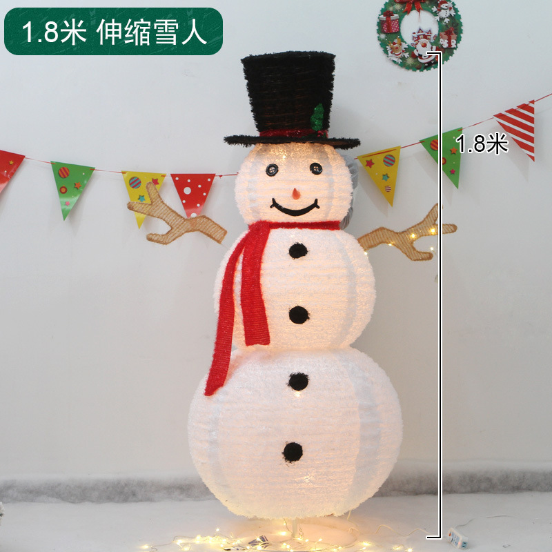 圣诞节场景装饰发光大雪人摆件商场橱窗酒店圣诞树下美陈麋鹿道具|undefined