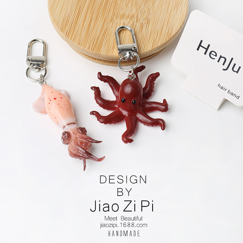Creative simulation squid octopus keychain backpack pendant versatile funny personality accessories daily car pendant