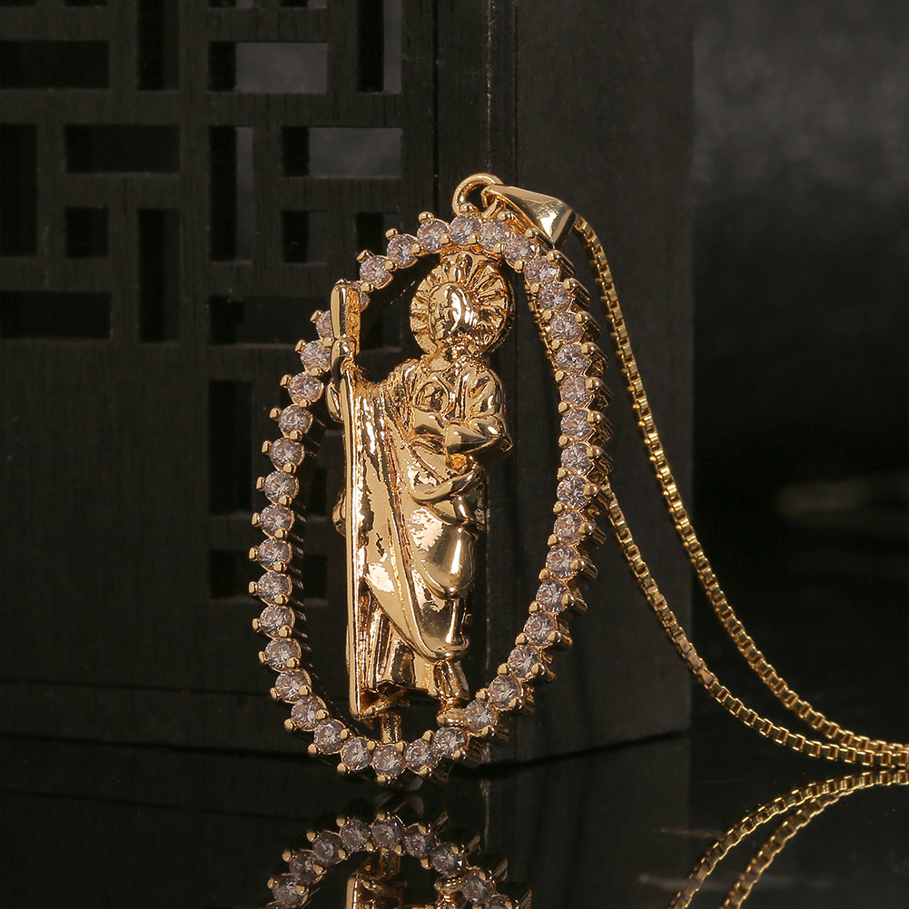 Nuevo Collar Colgante Con Incrustaciones De Circonio Madonna Of Death Al Por Mayor Nihaojewelry display picture 4