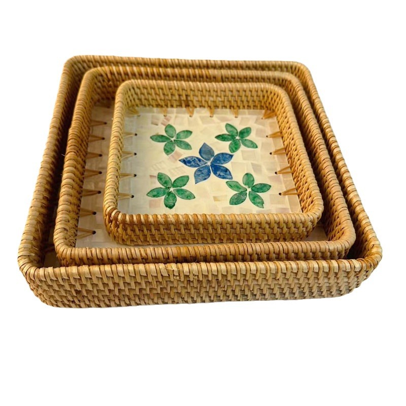 Handwoven Rattan Storage Basket With Lid Handles And Fabric Lining_voghion.com