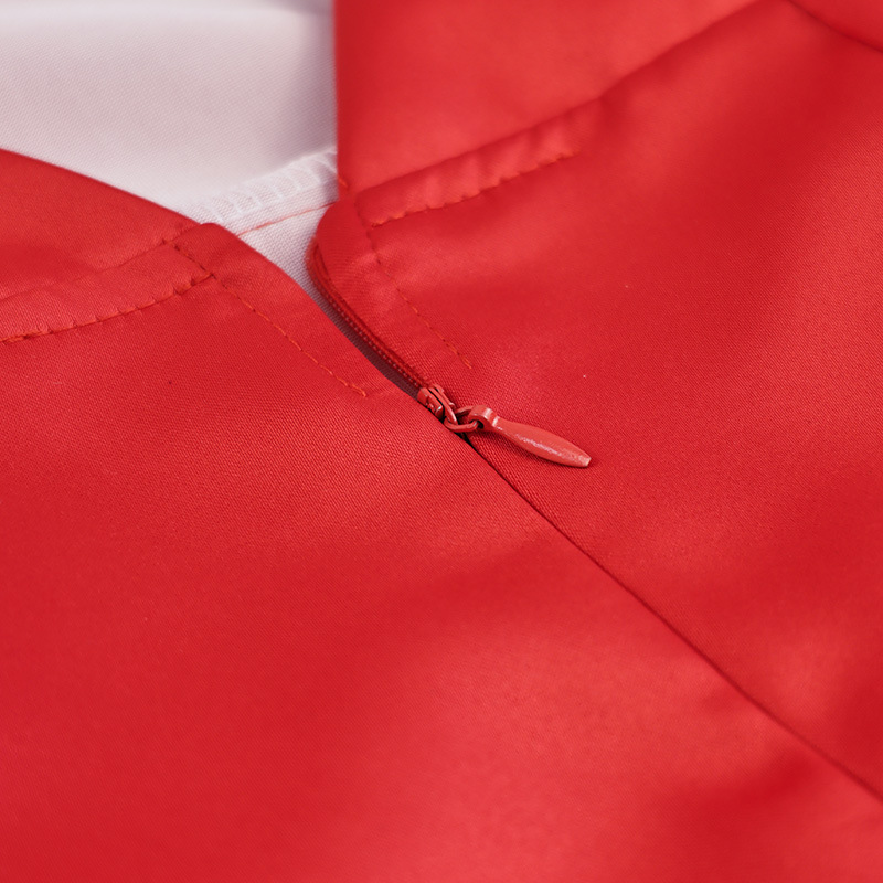 European And American Cross-border 2024 New Model Half-high Collar Short-sleeved Red Dress, Slim-fit High-waisted Dress_ecoleips.com