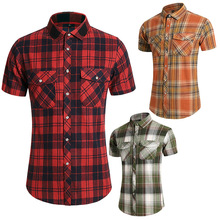 24年亚马逊爆款男士格子衬衫双口袋 法兰绒休