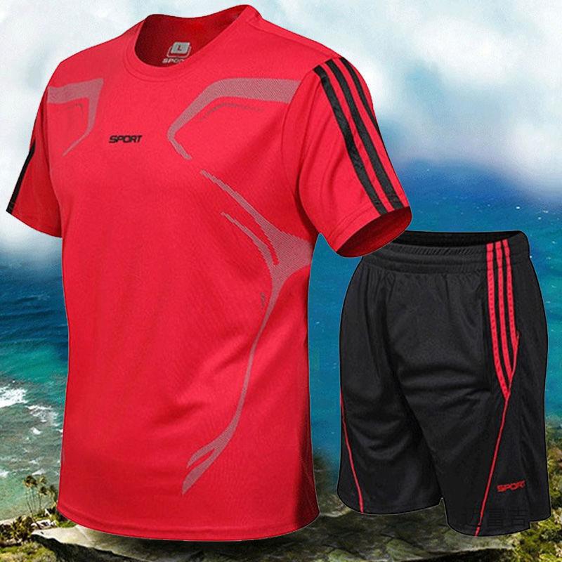 Summer Sports suit Men's Short-sleeved Sportswear Teenager Shorts plus size Loose Casual suit Summer Fashionable Men