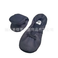 定制外贸跨境AMZN亚马逊棉拖色丁布羊巴革可回收材质折叠舞蹈拖鞋