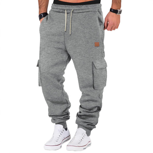 New European and American Style Men's Autumn/Winter Training Sports Pants, Leggings, Men's Multi-Pocket Fitness Pants, Sweatpants for Men
