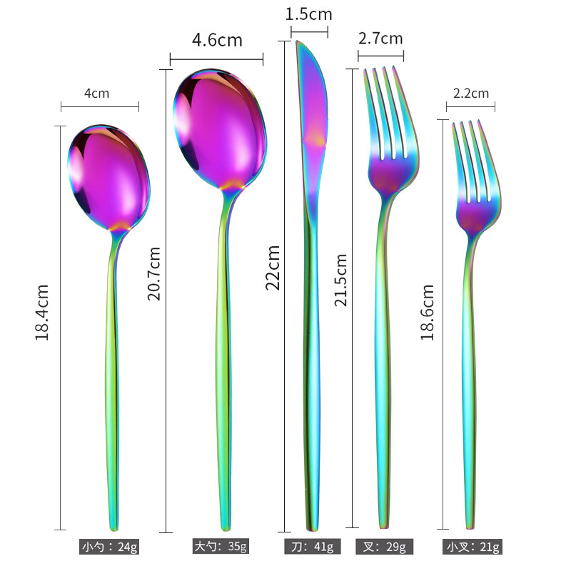Set de cubiertos de acero inoxidable portugués, 4 piezas doradas, ideal para carne y Amazon comercio transfronterizo, cuchillo tenedor y cuchara