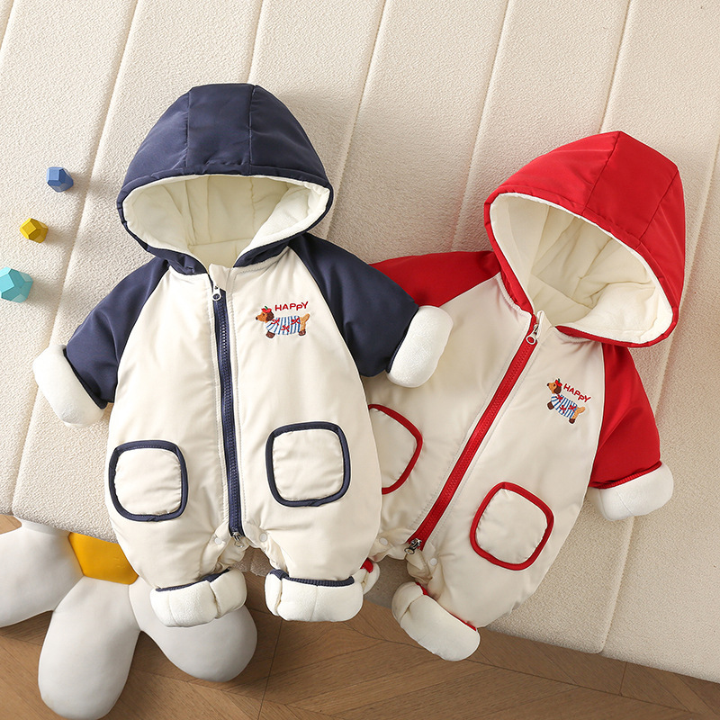 Invierno mameluco grueso con capucha recién nacido, hombres y mujeres, bebés, niños pequeños, invierno cálido, perro salchicha, traje grueso de algodón