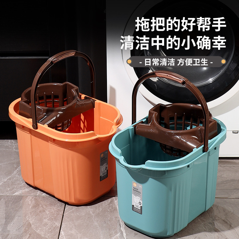 Mop Bucket, Water Bucket, Floor Mop Bucket, Single Bucket, Squeeze Bucket, Household Mop Bucket, Old-Fashioned Thickened Plastic Mop Bucket with Pulleys