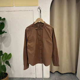 跨境小格子双领衬衫女Plaid Double Collar Shirt 现货批发