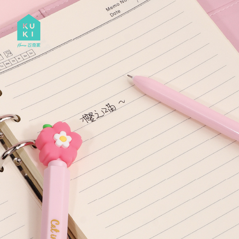 KUKI KOKI familia Sakura gatos bolígrafo neutro adorable creativo hermoso estudiantes chicas bolígrafo de firma negro bolígrafo de papelería image 4