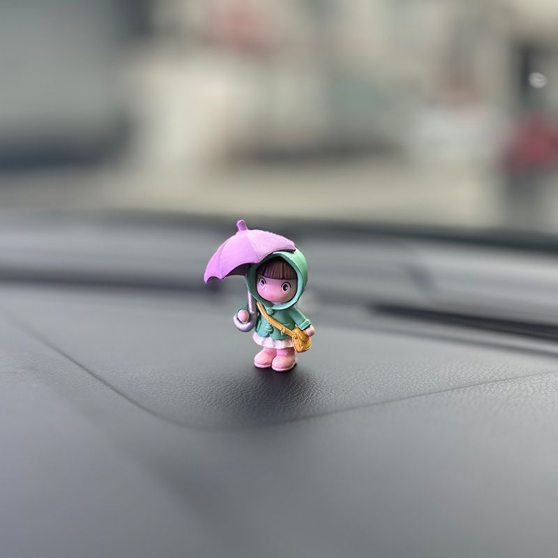 Lindo paraguas de dibujos animados niña consola central de coche adornos junto a la ventana decoración de muñeca de coche mini coche creativo
