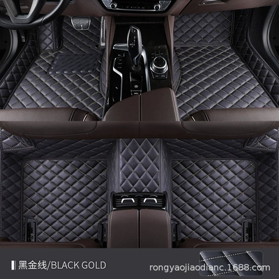 new XPE car special foot mat: Modelə uyğun ayaqaltı - single-layer-xpe-foot-pad-black-gold-wire