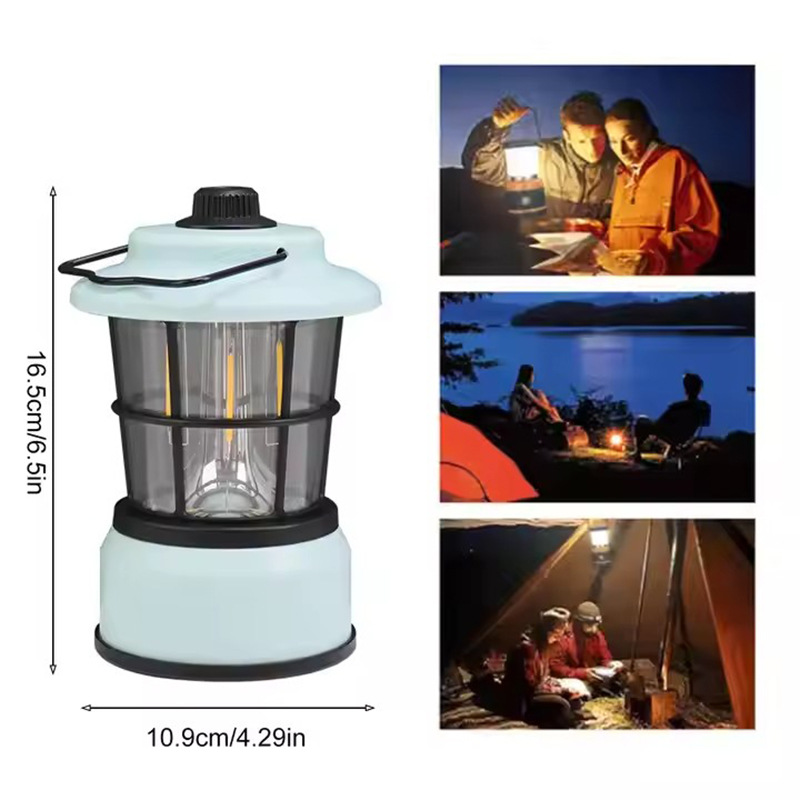 Luz de campamento transfronteriza al aire libre retro portátil mini lámpara portátil de campamento de hierro forjado sin electrodos de atenuación colgando campamento