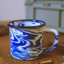 欧美出口流彩大理石流纹多色彩色搪瓷水杯金属珐琅搪瓷咖啡杯