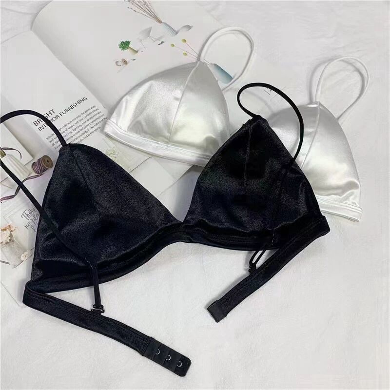Cross-Border Thin Bra Without Underwire, French Style Bra, Seamless Triangle Cup, Beautiful Back, Thin Straps, Sexy Summer Bra