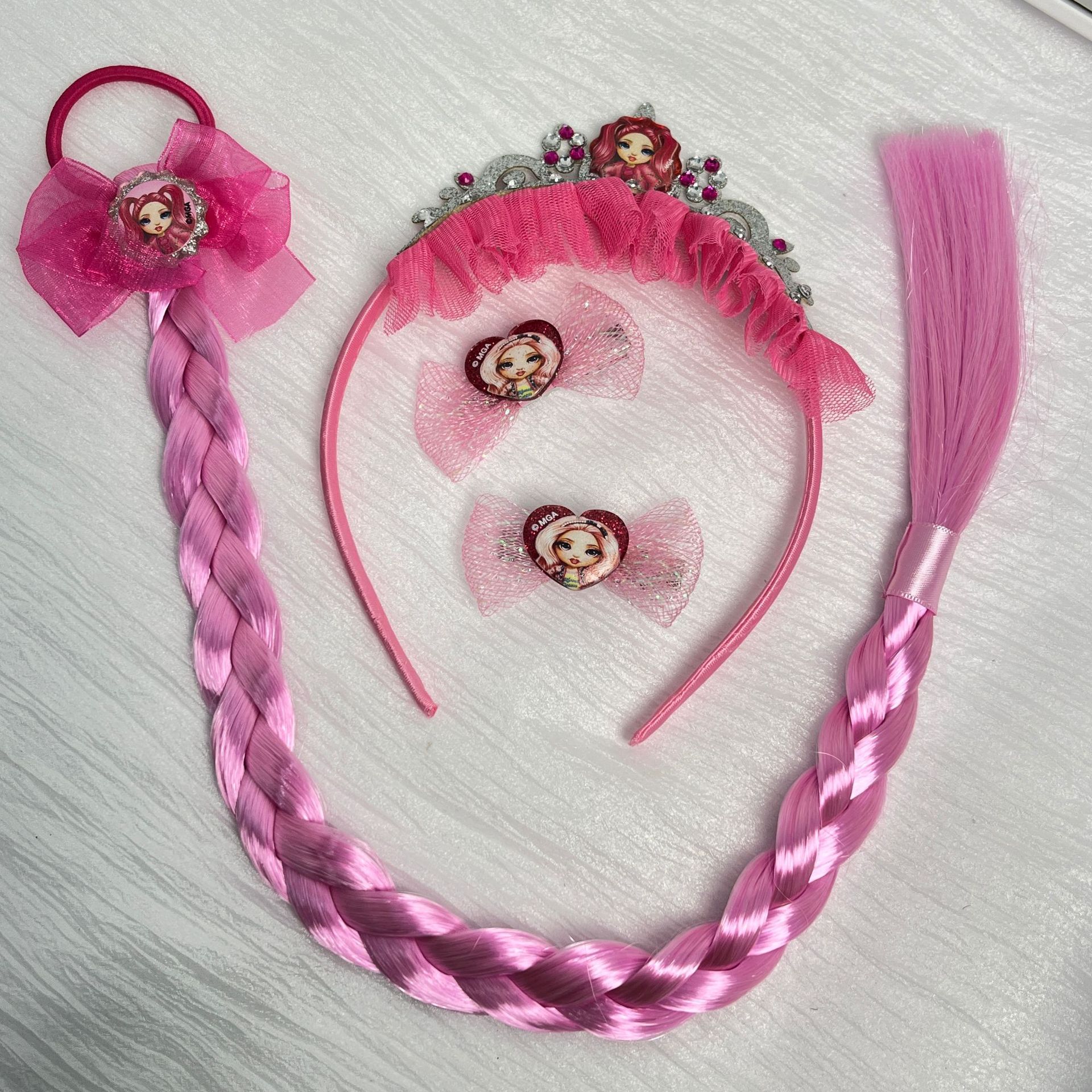 Princesa pareja peluca infantil princesa roljuegos de cabello bandas accesorios de ropa para niñas peluca trenzada corona