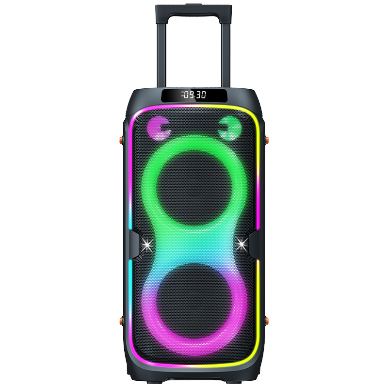 Dual altavoces RGB luz de color barra de tracción de sonido altavoz Bluetooth de alta potencia al aire libre danza cuadrada K canción sonido móvil